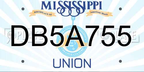 DB5A755 Mississippi License Plate