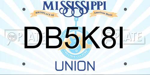 DB5K8I Mississippi License Plate