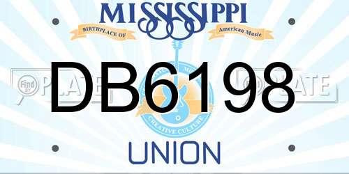 DB6198 Mississippi License Plate