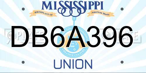 DB6A396 Mississippi License Plate