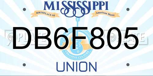 DB6F805 Mississippi License Plate