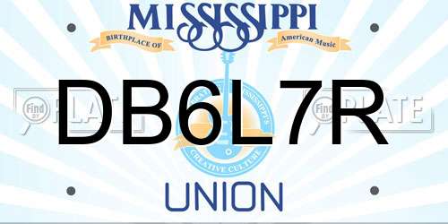 DB6L7R Mississippi License Plate