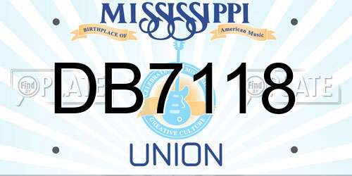 DB7118 Mississippi License Plate