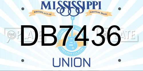 DB7436 Mississippi License Plate