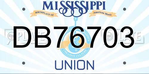 DB76703 Mississippi License Plate