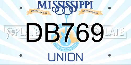 DB769 Mississippi License Plate