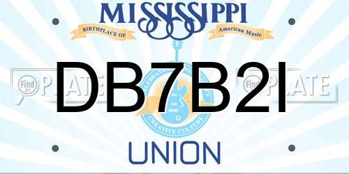 DB7B2I Mississippi License Plate