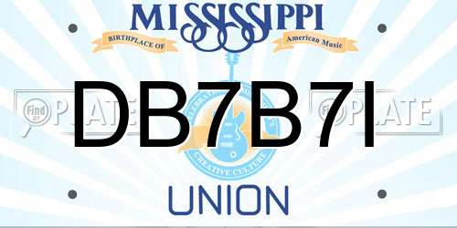 DB7B7I Mississippi License Plate