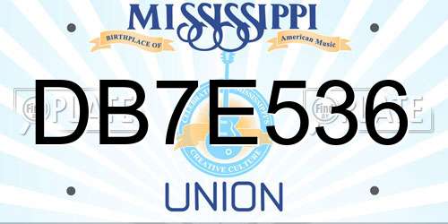 DB7E536 Mississippi License Plate