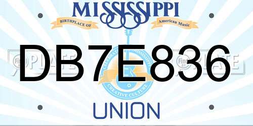 DB7E836 Mississippi License Plate