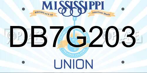 DB7G203 Mississippi License Plate