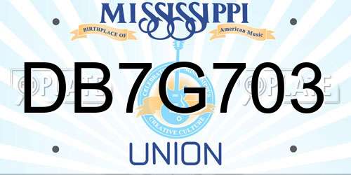 DB7G703 Mississippi License Plate
