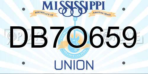DB7O659 Mississippi License Plate