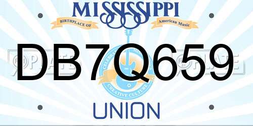 DB7Q659 Mississippi License Plate