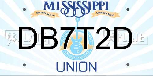DB7T2D Mississippi License Plate