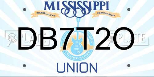 DB7T2O Mississippi License Plate