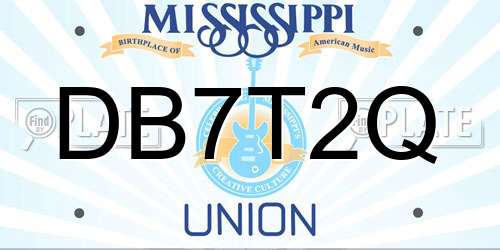DB7T2Q Mississippi License Plate