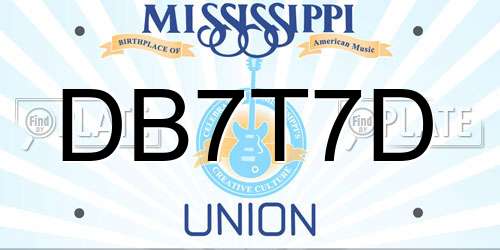 DB7T7D Mississippi License Plate