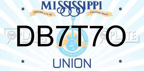 DB7T7O Mississippi License Plate