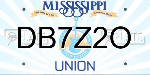 DB7Z2O Mississippi License Plate