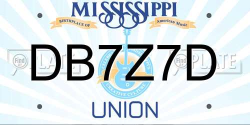 DB7Z7D Mississippi License Plate