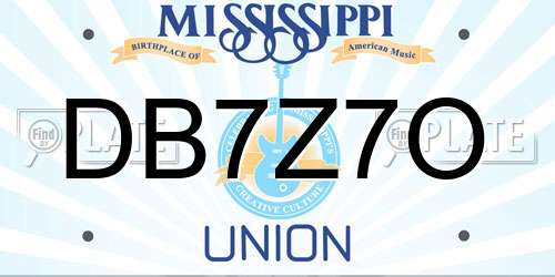 DB7Z7O Mississippi License Plate