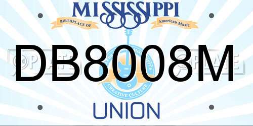 DB8008M Mississippi License Plate