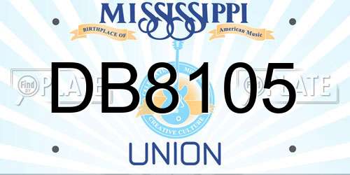 DB8105 Mississippi License Plate
