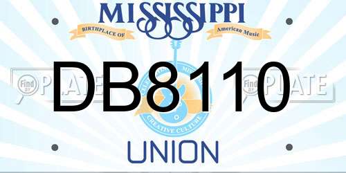 DB8110 Mississippi License Plate