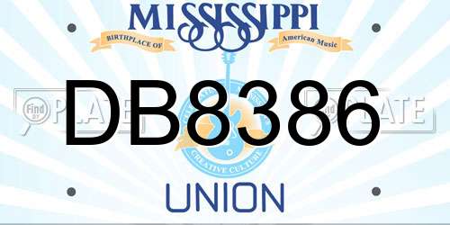 DB8386 Mississippi License Plate