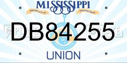 DB84255 Mississippi License Plate
