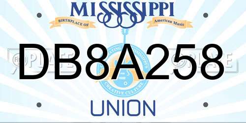 DB8A258 Mississippi License Plate