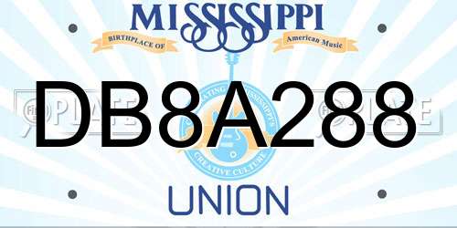 DB8A288 Mississippi License Plate