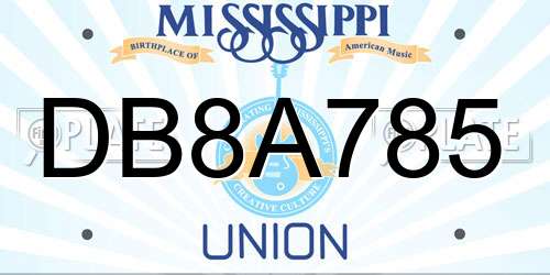 DB8A785 Mississippi License Plate