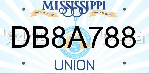 DB8A788 Mississippi License Plate