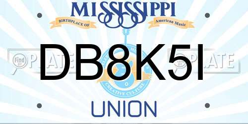 DB8K5I Mississippi License Plate