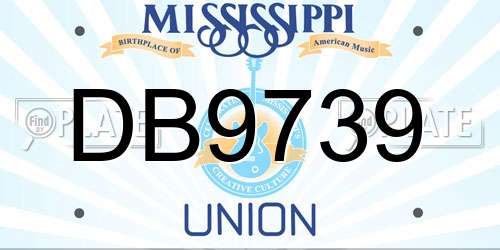 DB9739 Mississippi License Plate