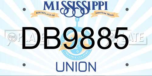 DB9885 Mississippi License Plate