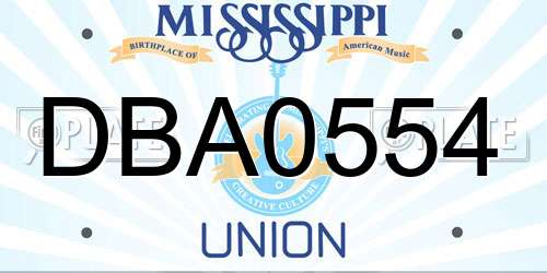 DBA0554 Mississippi License Plate