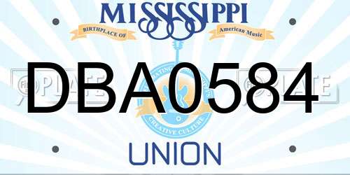DBA0584 Mississippi License Plate