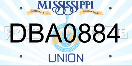 DBA0884 Mississippi License Plate