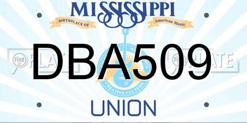DBA509 Mississippi License Plate