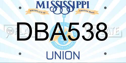 DBA538 Mississippi License Plate