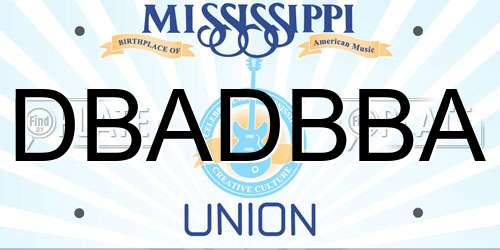 DBADBBA Mississippi License Plate