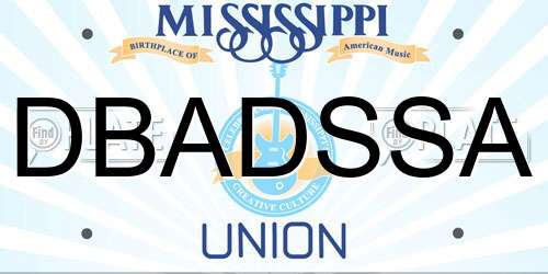 DBADSSA Mississippi License Plate