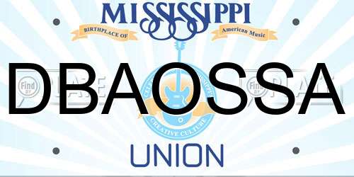 DBAOSSA Mississippi License Plate