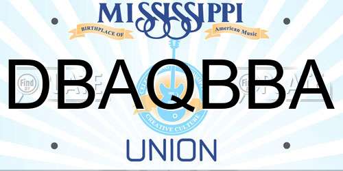 DBAQBBA Mississippi License Plate