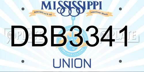 DBB3341 Mississippi License Plate