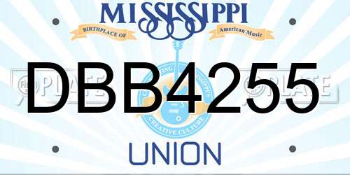 DBB4255 Mississippi License Plate