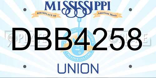 DBB4258 Mississippi License Plate